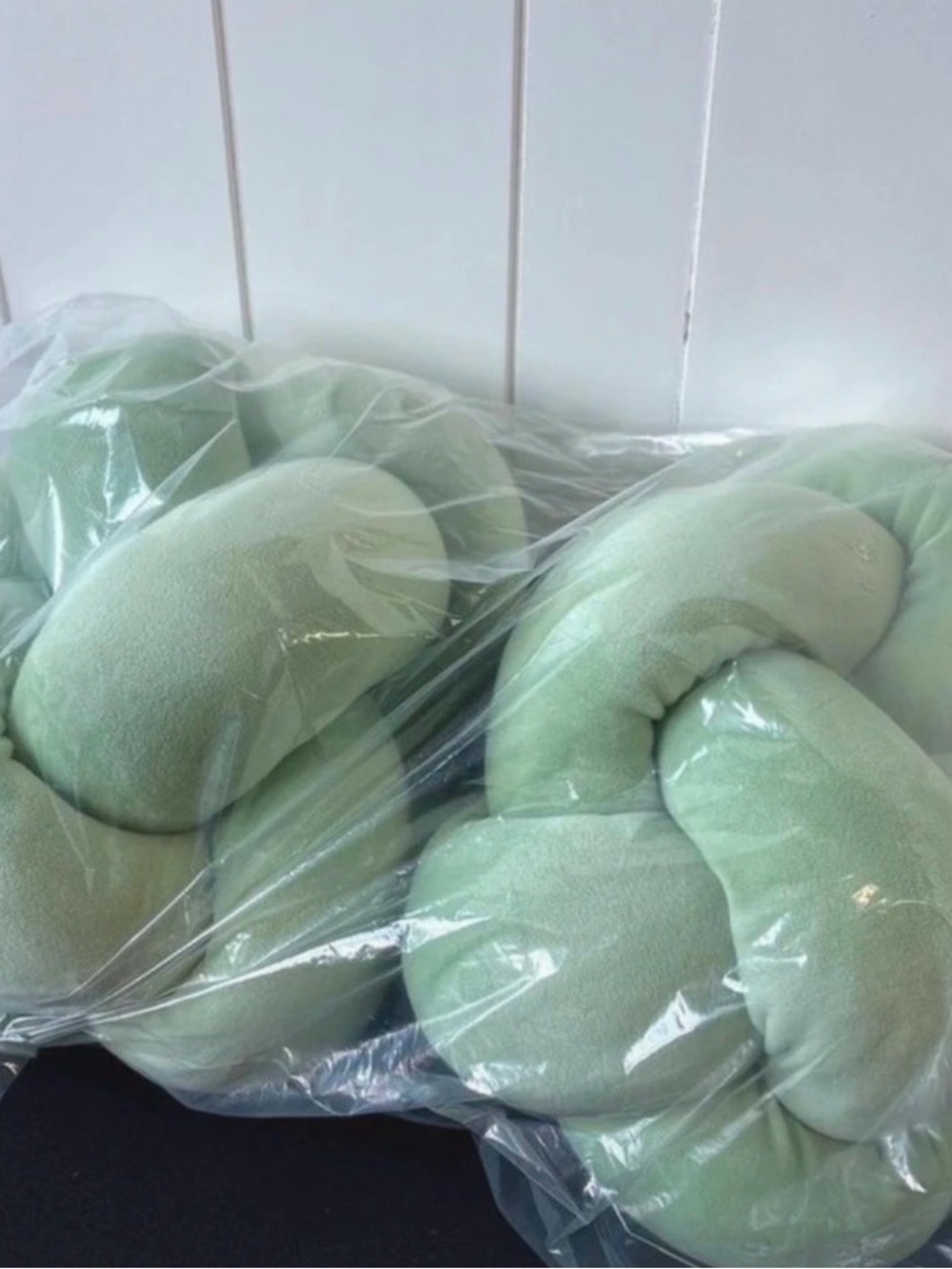 2 pc Plush Braided Knot Pillow - Mint Green